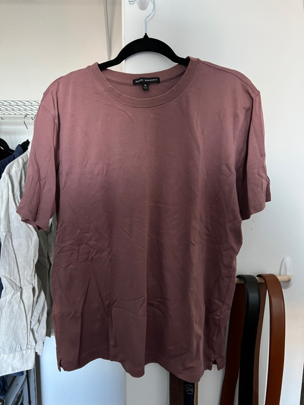 Reiss Men's Mauve Short Sleeve Crew Neck Tee